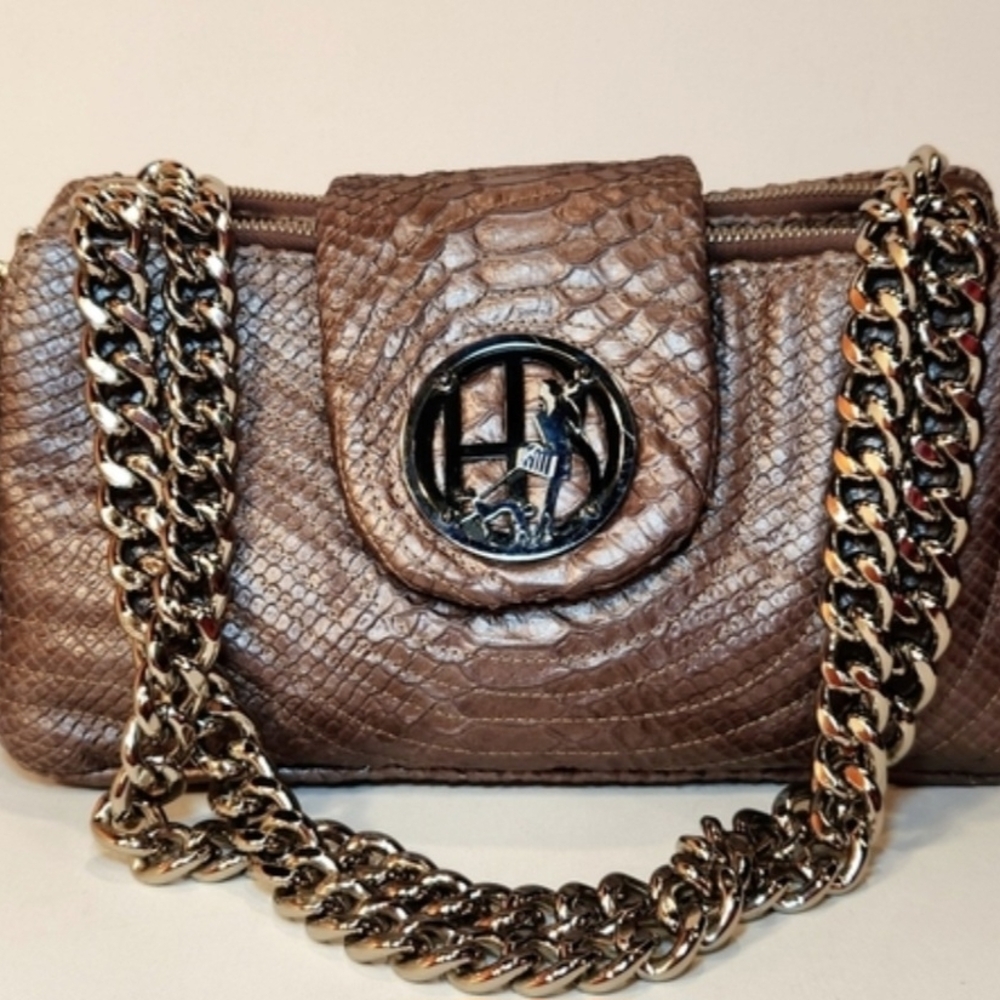 Iconic Henri Bendel  Rare No. 7 Crocodile Leather Shoulder Bag with Chain Strap